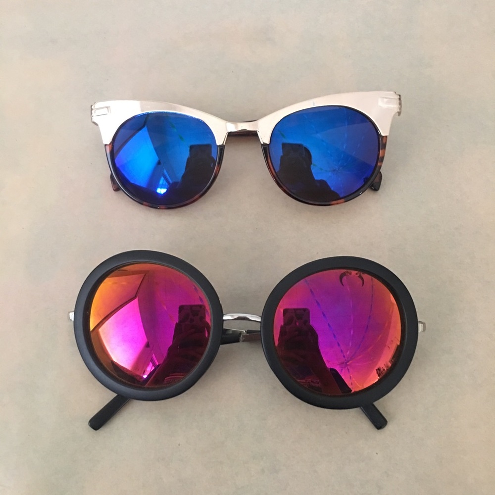 Color Mirrored Sunglasses 2 pairs